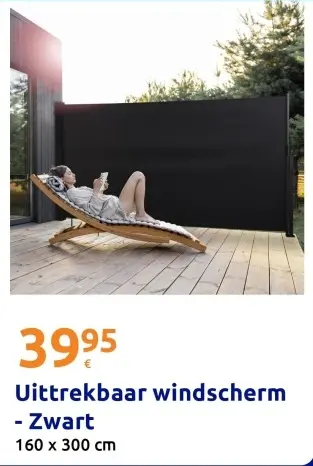 Promotie: Uittrekbaar windscherm - Zwart