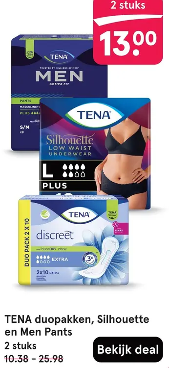 Aanbieding: TENA duopakken, Silhouette en Men Pants