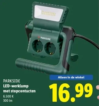Aanbieding: LED-werklamp met stopcontacten