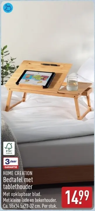 Aanbieding: Bedtafel met tablethouder