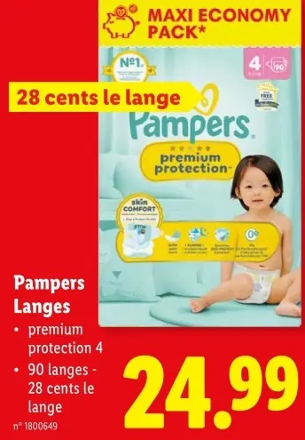 Offre: Pampers Langes