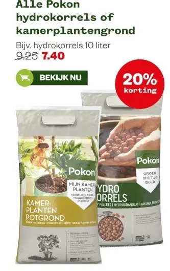 Aanbieding: Pokon hydrokorrels of kamerplantengrond