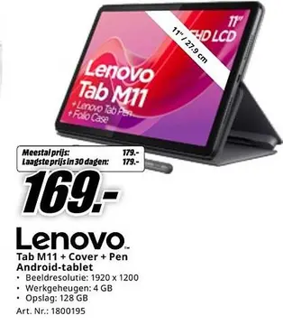 Aanbieding: Lenovo Tab M11 + Cover + Pen Android-tablet