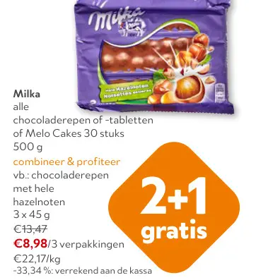 Promotie: Chocoladerepen of -tabletten of Melo Cakes