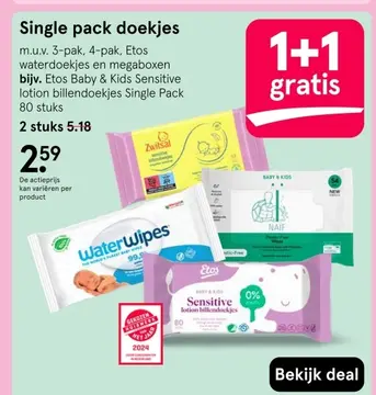 Aanbieding: Etos Baby & Kids Sensitive lotion billendoekjes