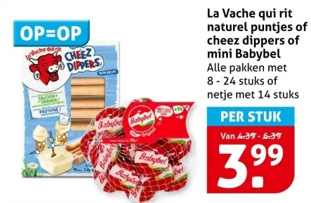 Aanbieding: Naturel puntjes of cheez dippers of mini Babybel