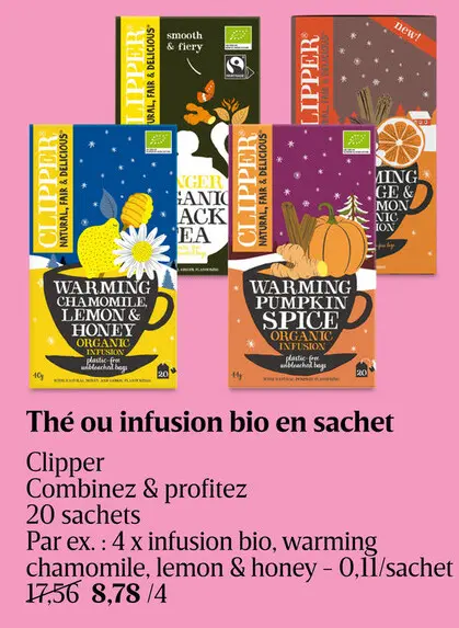Offre: Thé ou infusion bio en sachet