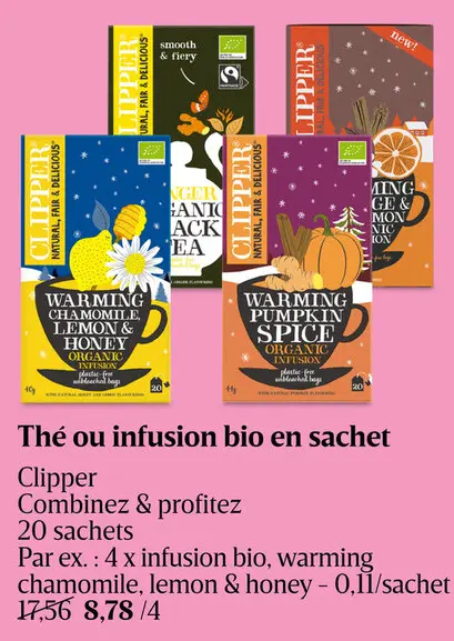 Offre: Thé ou infusion bio en sachet