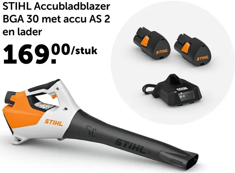 Promotie: Accubladblazer BGA 30 met accu AS 2 en lader