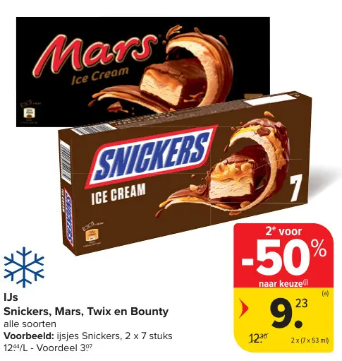 Promotie: IJs Snickers, Mars, Twix en Bounty