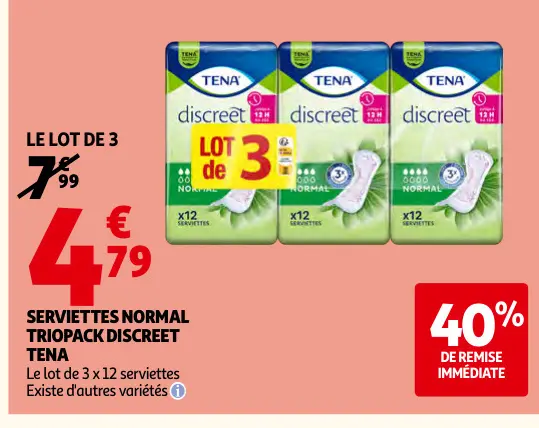 Offre: Serviettes normal triopack discreet