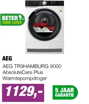 Aanbieding: AEG TR9HAMBURG 9000 AbsoluteCare Plus Warmtepompdroger