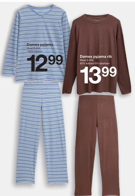 Promotie: Dames pyjama / rib