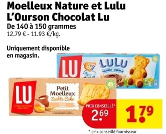 Offre: Moelleux Nature et Lulu L'Ourson Chocolat