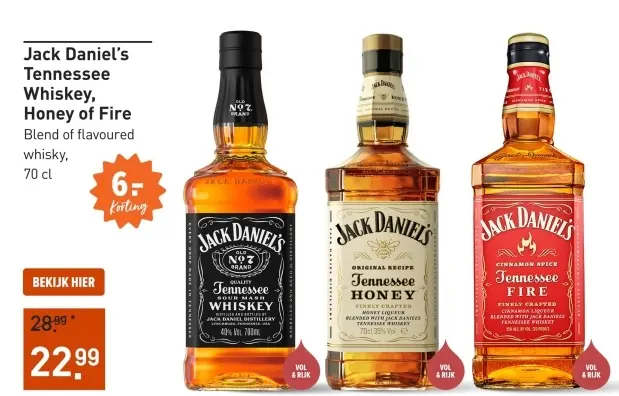 Aanbieding: Jack Daniel's Tennessee Whiskey, Honey of Fire