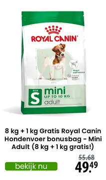 Aanbieding: 8 kg + 1 kg Gratis Royal Canin Hondenvoer bonusbag - Mini Adult (8 kg + 1 kg gratis!)