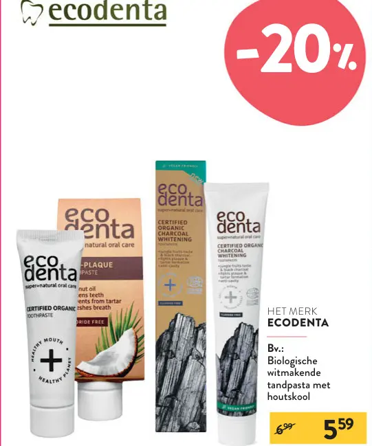 Aanbieding: Biologische witmakende tandpasta met houtskoo
