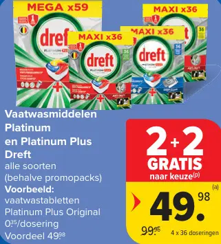 Aanbieding: Vaatwasmiddelen Platinum en Platinum Plus