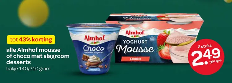Aanbieding: Mousse of choco met slagroom desserts