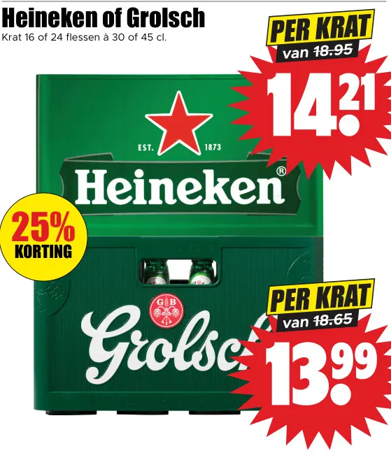 Aanbieding: Heineken of Grolsch