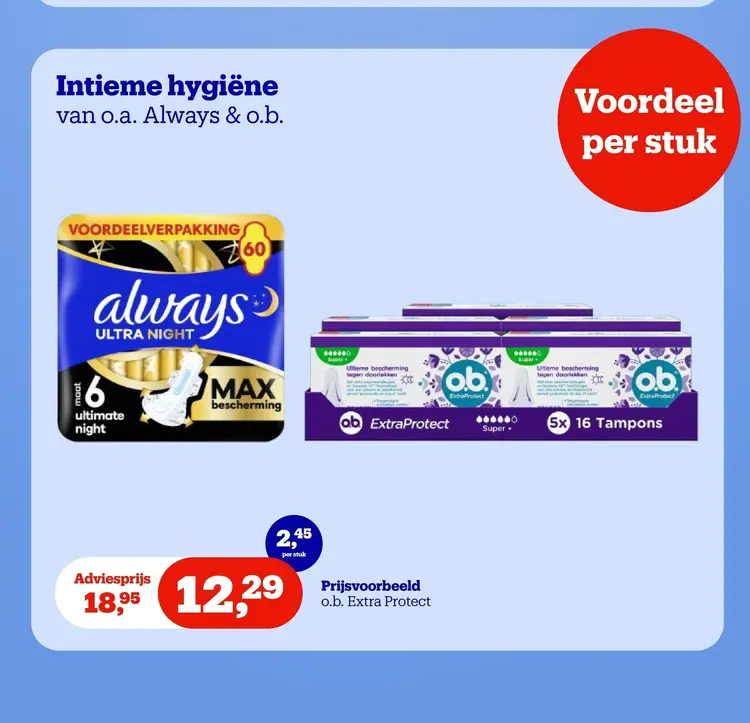 Aanbieding: Intieme hygiëne van o.a. Always & o.b.