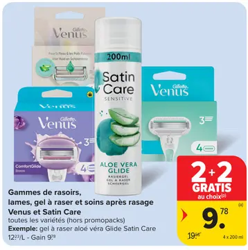 Offre: Gammes de rasoirs, lames, gel à raser et soins après rasage
