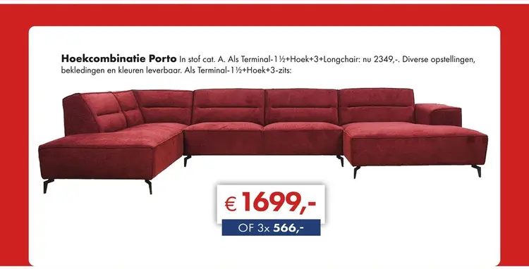 Aanbieding: Porto hoekbank rood