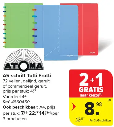 Promotie: A5-schrift Tutti Frutti