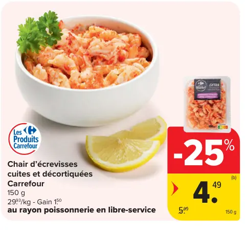 Offre: Chair d'écrevisses cuites et décortiquées