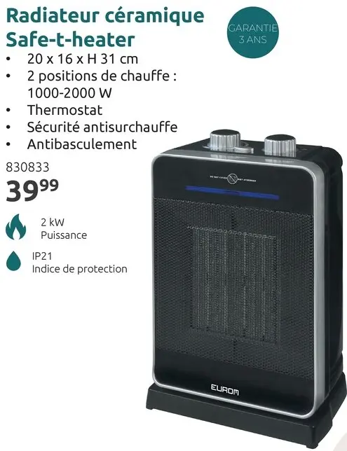 Offre: Radiateur céramique Safe-t-heater
