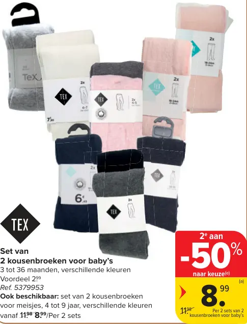 Promotie: Set van 2 kousenbroeken voor baby's