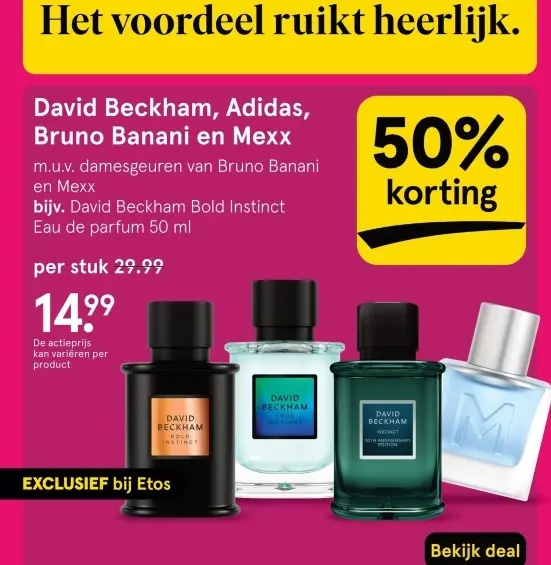 Aanbieding: David Beckham, Adidas, Bruno Banani en Mexx
