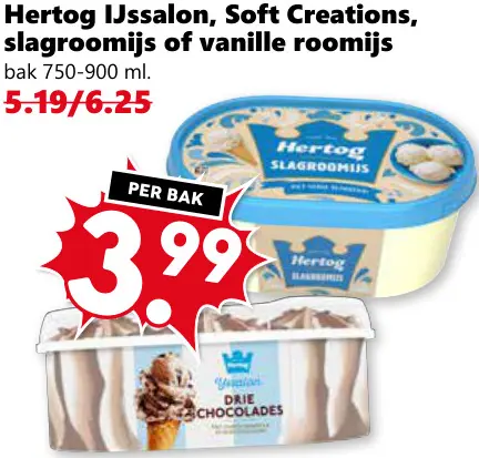 Aanbieding: IJssalon, Soft Creations, slagroomijs of vanille roomijs