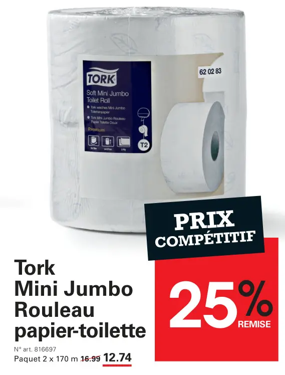 Offre: Mini Jumbo Rouleau papier-toilette