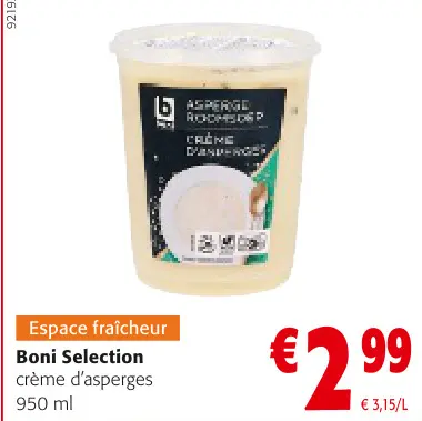 Offre: crème d'asperges