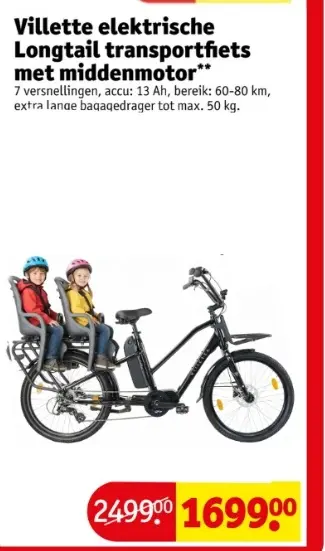 Aanbieding: elektrische Longtail transportfiets met middenmotor