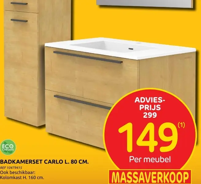 Aanbieding: Badkamerset carlo l. 80 cm.