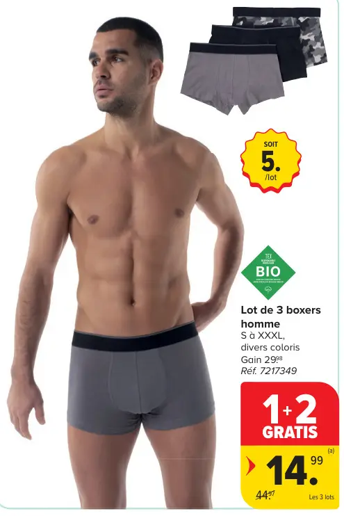 Offre: Lot de 3 boxers homme