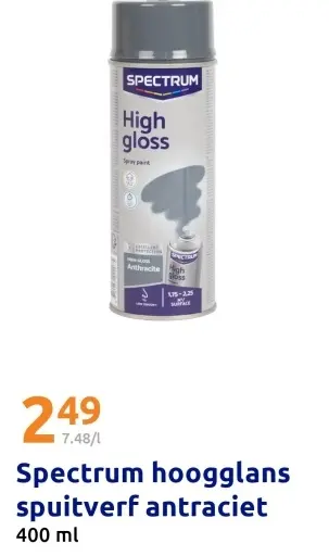 Aanbieding: Spectrum hoogglans spuitverf antraciet
