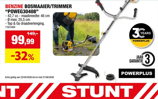 Promotie: Powerplus EG POWEG30408 benzine bosmaaier 42,7cc