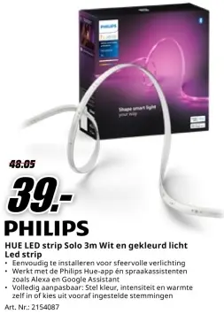 Aanbieding: HUE LED strip Solo 3m Wit en gekleurd licht