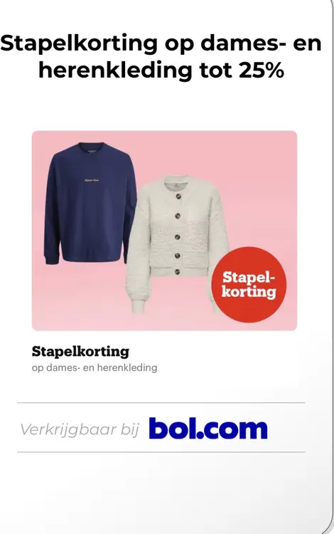 Aanbieding: Stapelkorting op dames- en herenkleding