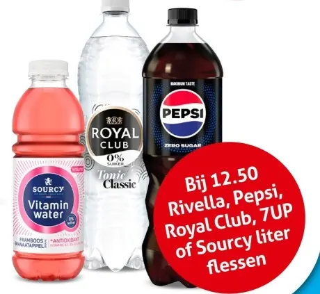 Aanbieding: Gratis bezorging bij diverse, zoals: Rivella, Pepsi, Royal Club, 7UP of Sourcy lit