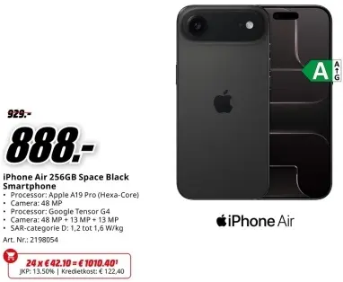 Promotie: iPhone Air 256GB Space Black Smartphone