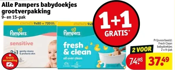 Aanbieding: Pampers babydoekjes grootverpakking