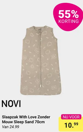 Aanbieding: Slaapzak With Love Zonder Mouw Sleep Sand 70c