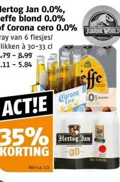 Aanbieding: Hertog Jan 0.0%, Leffe blond 0.0%, Corona cer