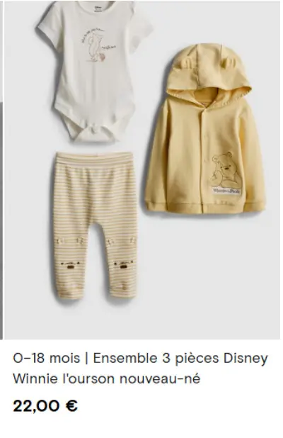 Offre: Ensemble 3 pièces Disney Winnie l'ourson nouv