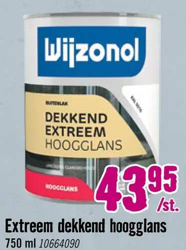 Aanbieding: WIJZONOL Dekkend extreem hoogglanslak RAL 9016 750 ml