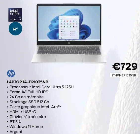 Offre: Hp laptop 14-ep1035nb